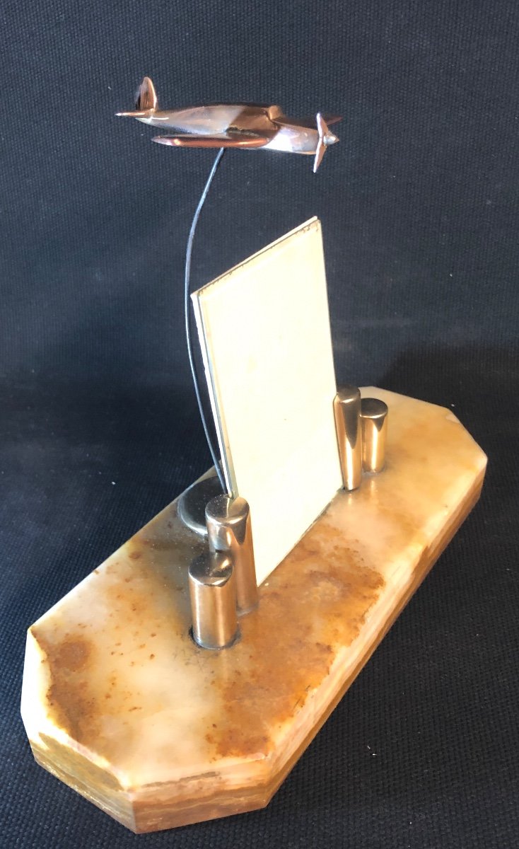 Rare Art Deco Airplane Photo Holder In Very Good Condition-photo-3