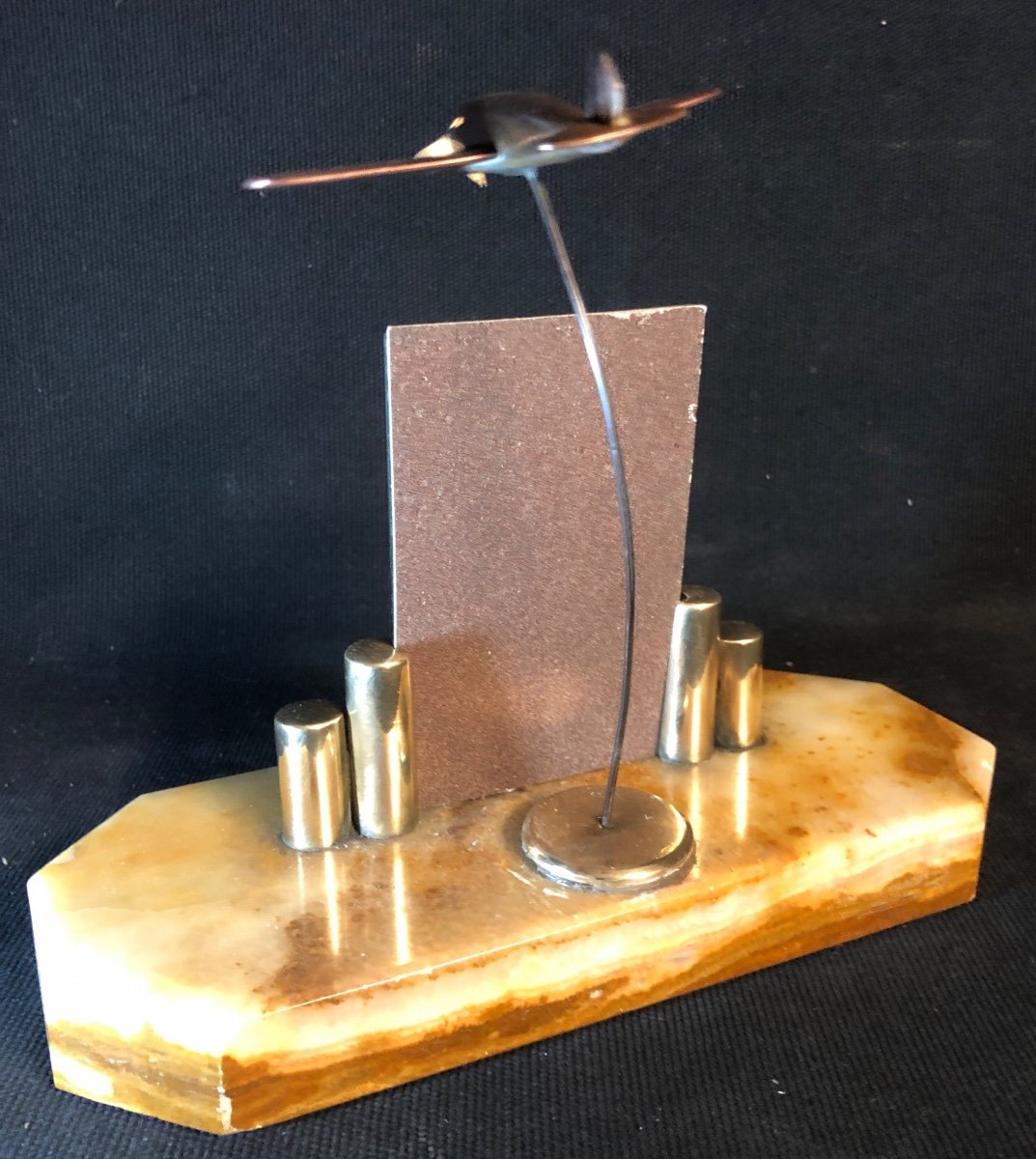 Rare Art Deco Airplane Photo Holder In Very Good Condition-photo-5