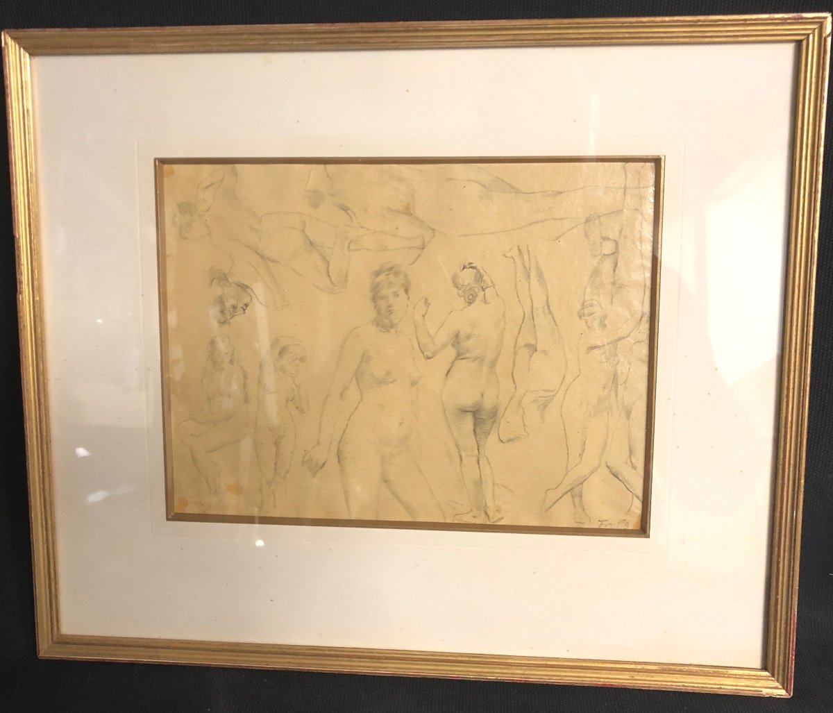Henri FANTIN LATOUR 1836-1904 Dessin au Crayon 11 nus féminins Signé /1 -photo-2