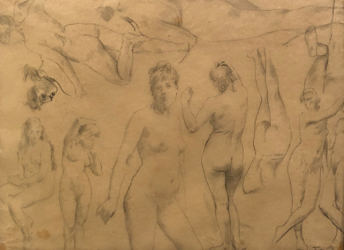 Henri FANTIN LATOUR 1836-1904 Dessin au Crayon 11 nus féminins Signé /1 -photo-3