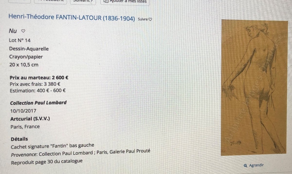 Henri FANTIN LATOUR 1836-1904 Dessin au Crayon 11 nus féminins Signé /1 -photo-5