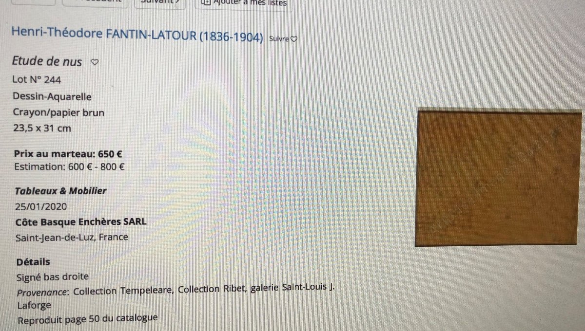 Henri FANTIN LATOUR 1836-1904 Dessin au Crayon 11 nus féminins Signé /1 -photo-6