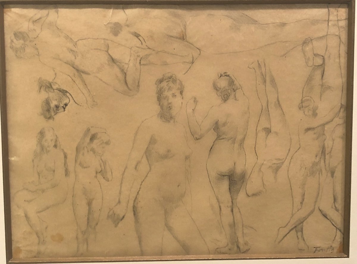 Henri FANTIN LATOUR 1836-1904 Dessin au Crayon 11 nus féminins Signé /1 