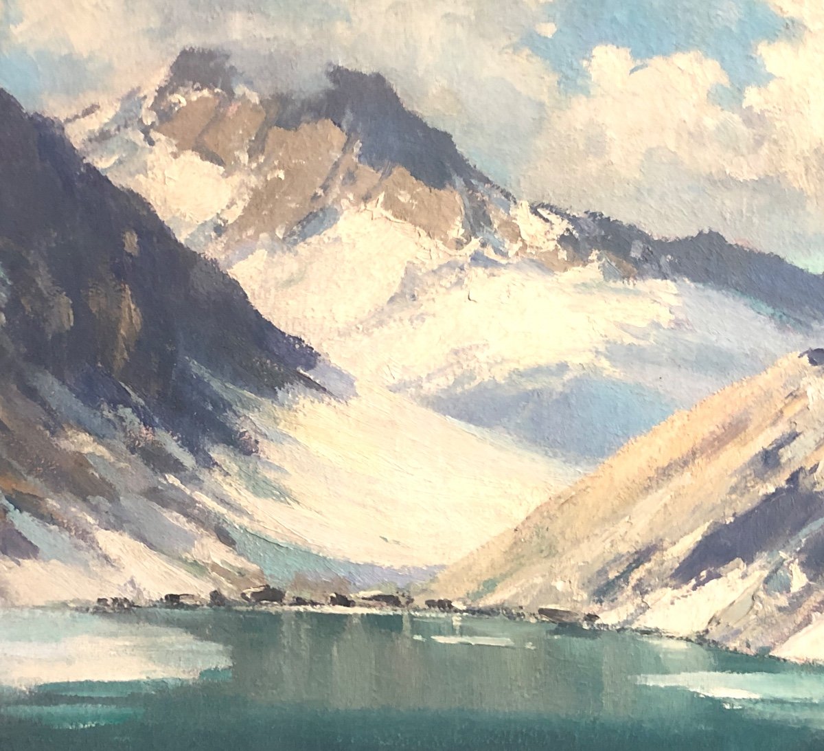 Charles Henri CONTENCIN 1898-1955 Huile Lac COTTEPENS 7 Laux Belledonne Alpes Grenoble-photo-3