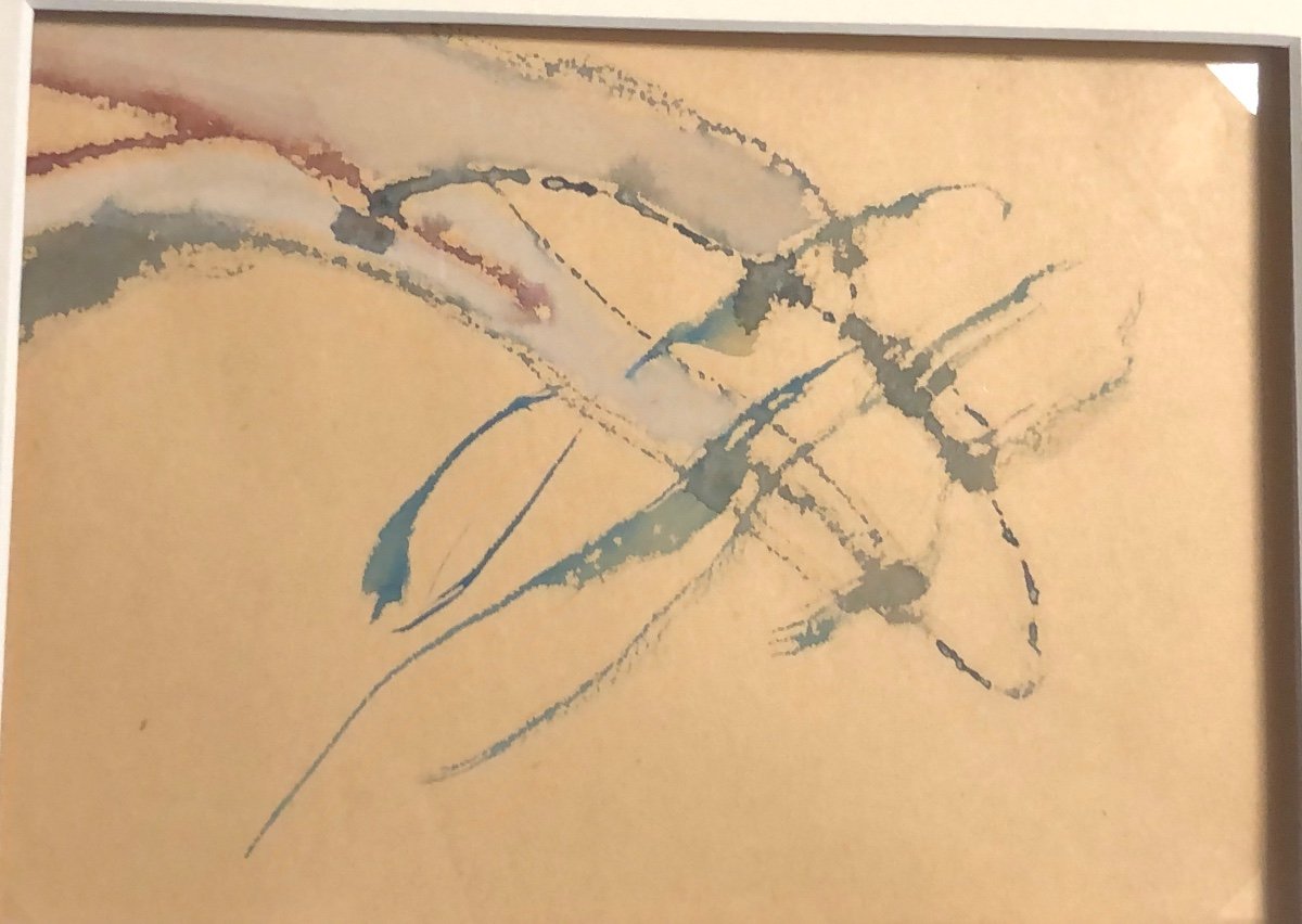 Luciano Bartolini 1948-1994 Italy Watercolor 1985 Provenance Parisian Gallery-photo-3