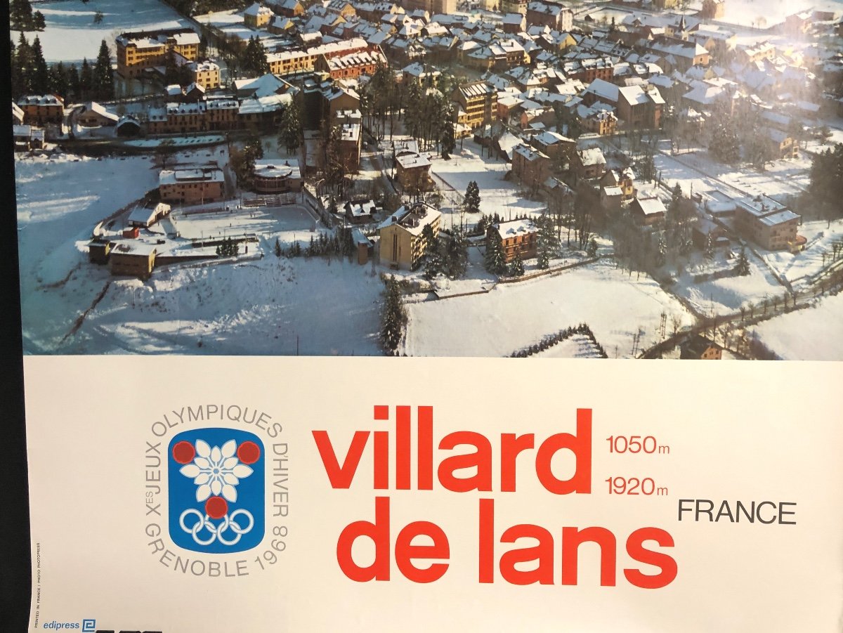 VILLARD DE LANS Xe Affiche Jeux Olympiques d’hiver Grenoble 1968 100x62cm En Très Bon état Vercors ski -photo-4