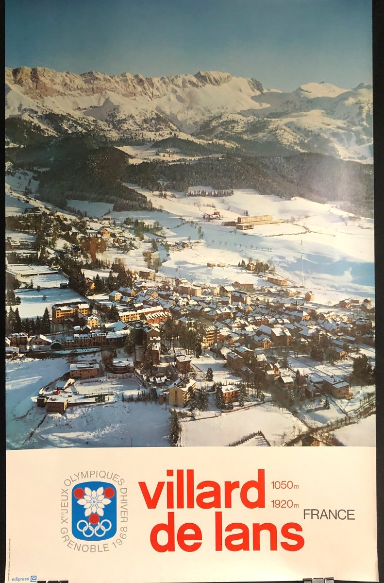 VILLARD DE LANS Xe Affiche Jeux Olympiques d’hiver Grenoble 1968 100x62cm En Très Bon état Vercors ski 