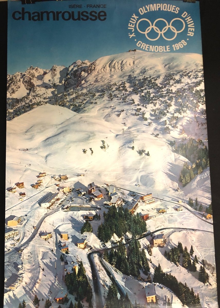 CHAMROUSSE Affiche originale 1968 Xe Jeux Olympiques d’Hiver De Grenoble Ski Alpes Sport-photo-3