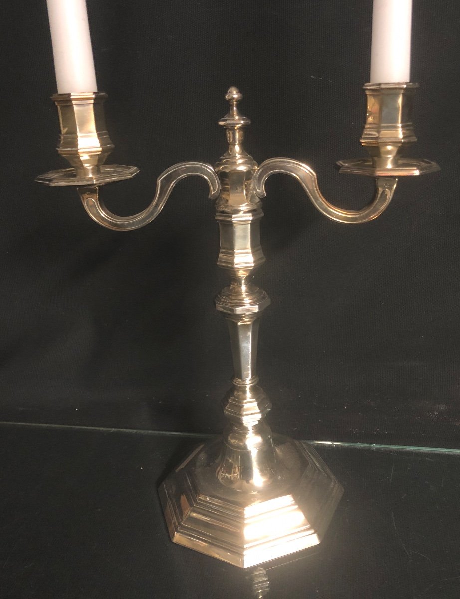 Christofle Candelabra Model America By Luc Lanel Condition Like New-photo-4