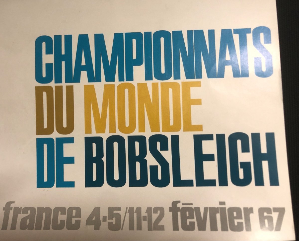 RARE Affiche BOBSLEIGH 30e Championnats du Monde Alpe d’Huez Février 67 Grenoble Sports d’Hiver -photo-3