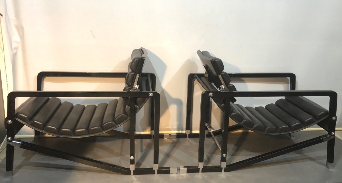 Eileen GREY RARE paire de fauteuils TRANSAT En Très Bon état -photo-2