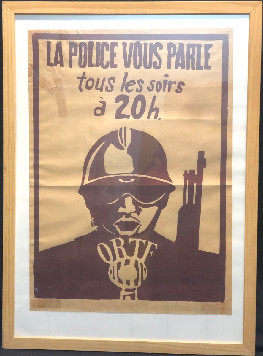 Rare May 68 Poster The Police Speak To You Every Night At 8 P.m. Ortf Information