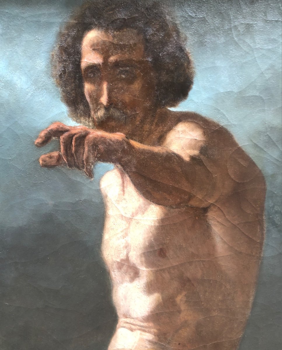 Large Nineteenth Oil Signed Man 123x103cm-photo-3
