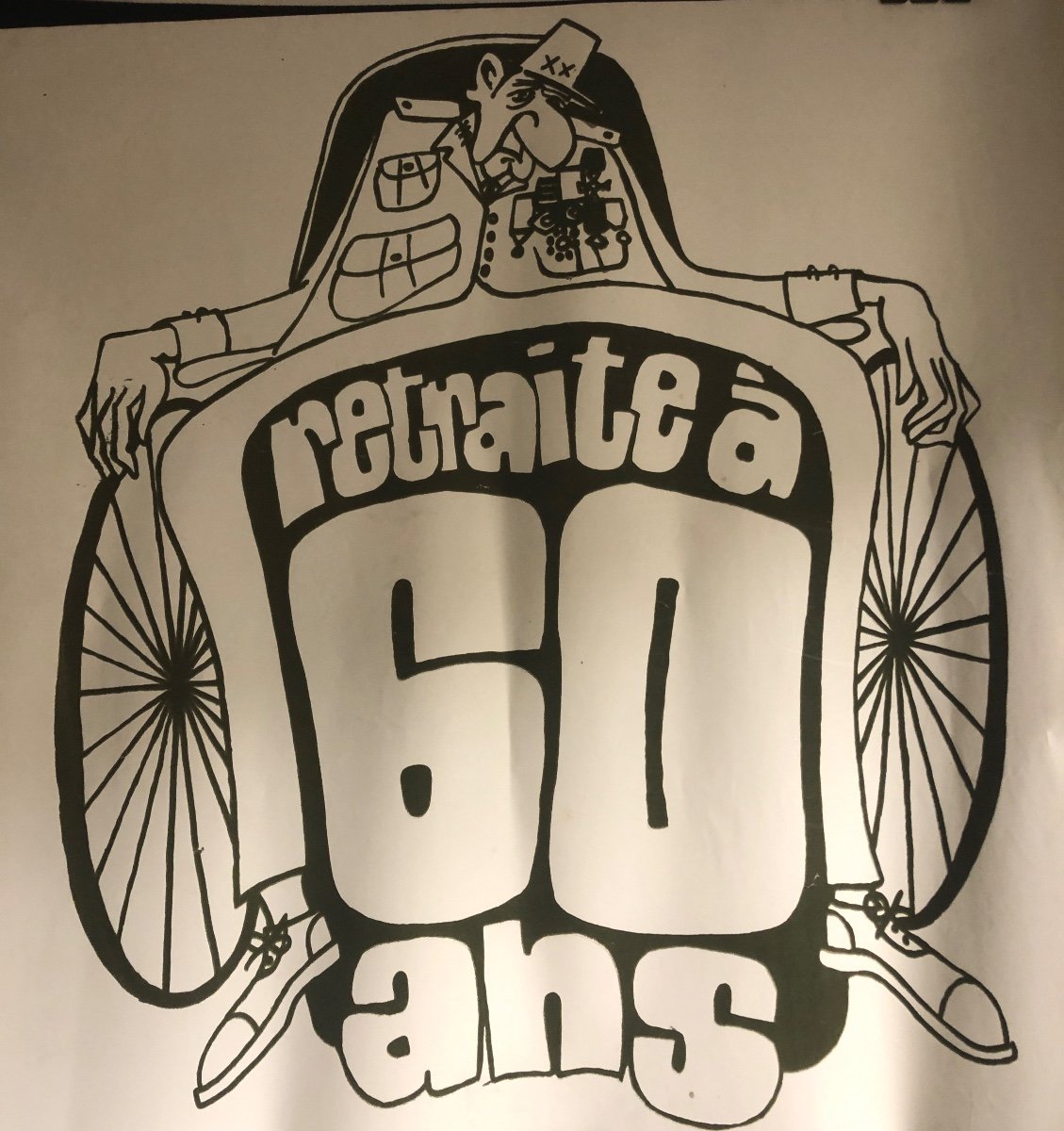 RARE Affiche Mai 68 Retraite à 60 Ans De Gaulle -photo-2