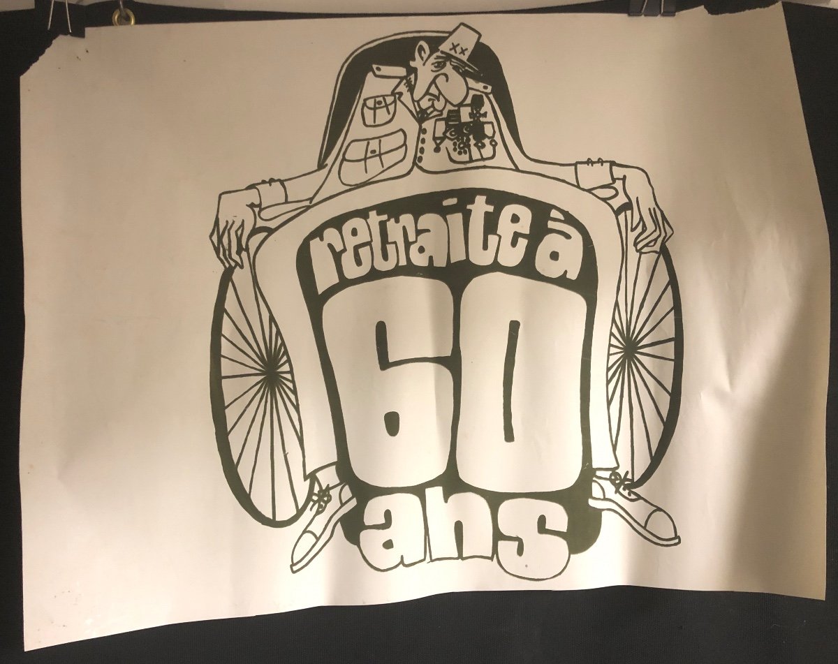 RARE Affiche Mai 68 Retraite à 60 Ans De Gaulle 