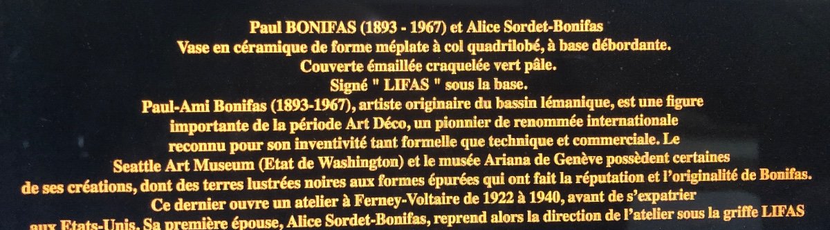 Paul BONIFAS et Alice SORDET BONIFAS LIFAS RARE vase noir à 2 têtes Art Deco Ferney Voltaire Suisse -photo-2