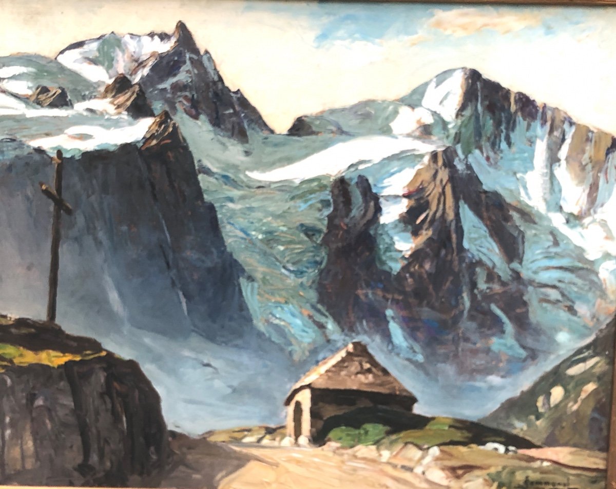 Joseph COMMUNAL IMPORTANTE Huile La Meije Exposition Les Ecrins Alpes Chazelet montagne-photo-2
