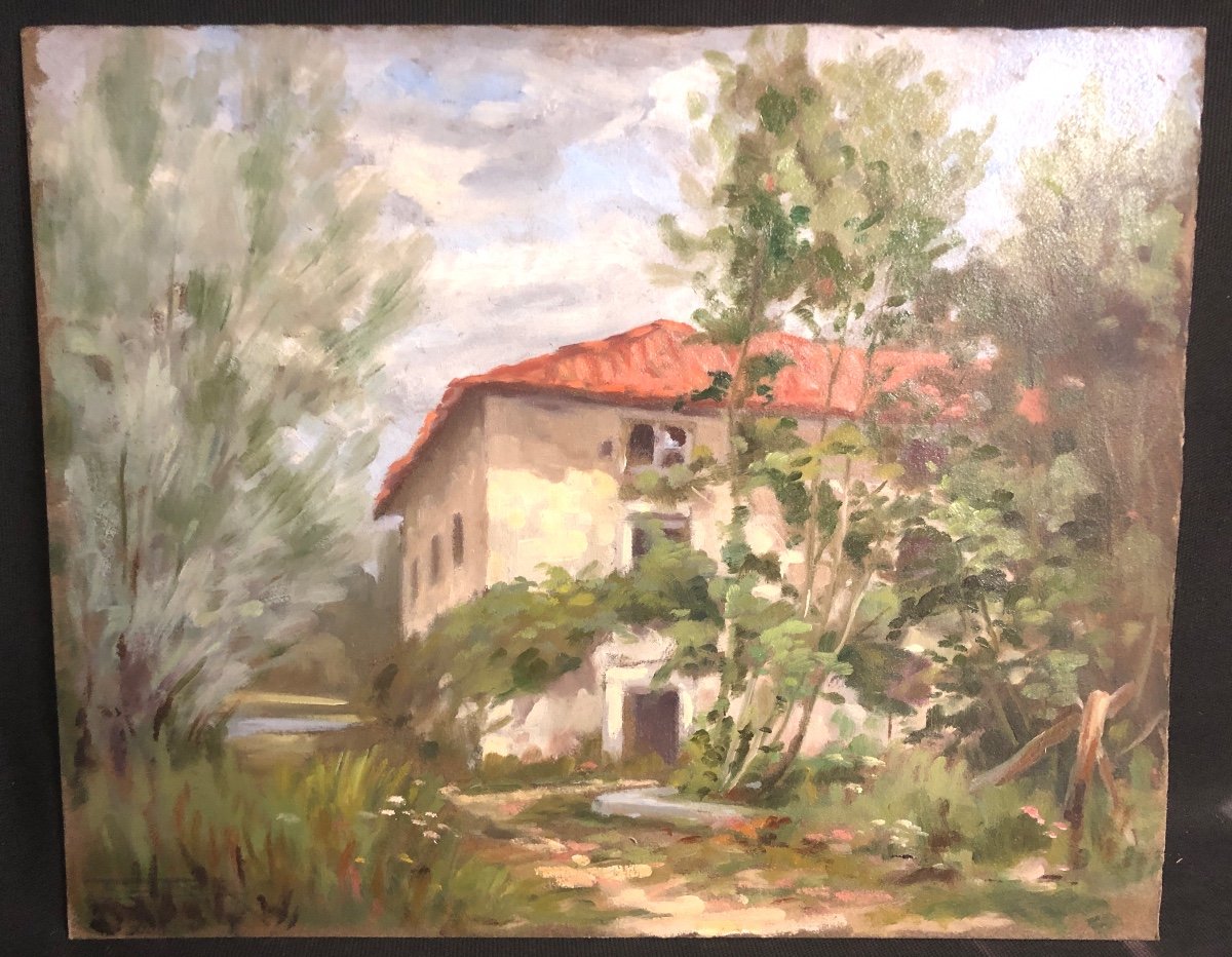 Pierre ROIG 1905-1963 Huile La maison dans la clairière signée Lyon