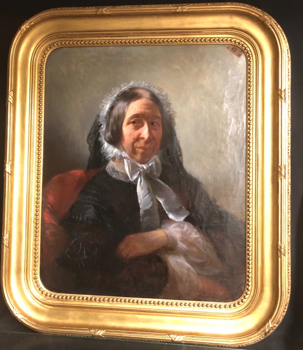 Aimée Brune 1803-1866 Large Oil Salon 1856 Portrait Of Madame De Monet De Lamarque Sang Royal
