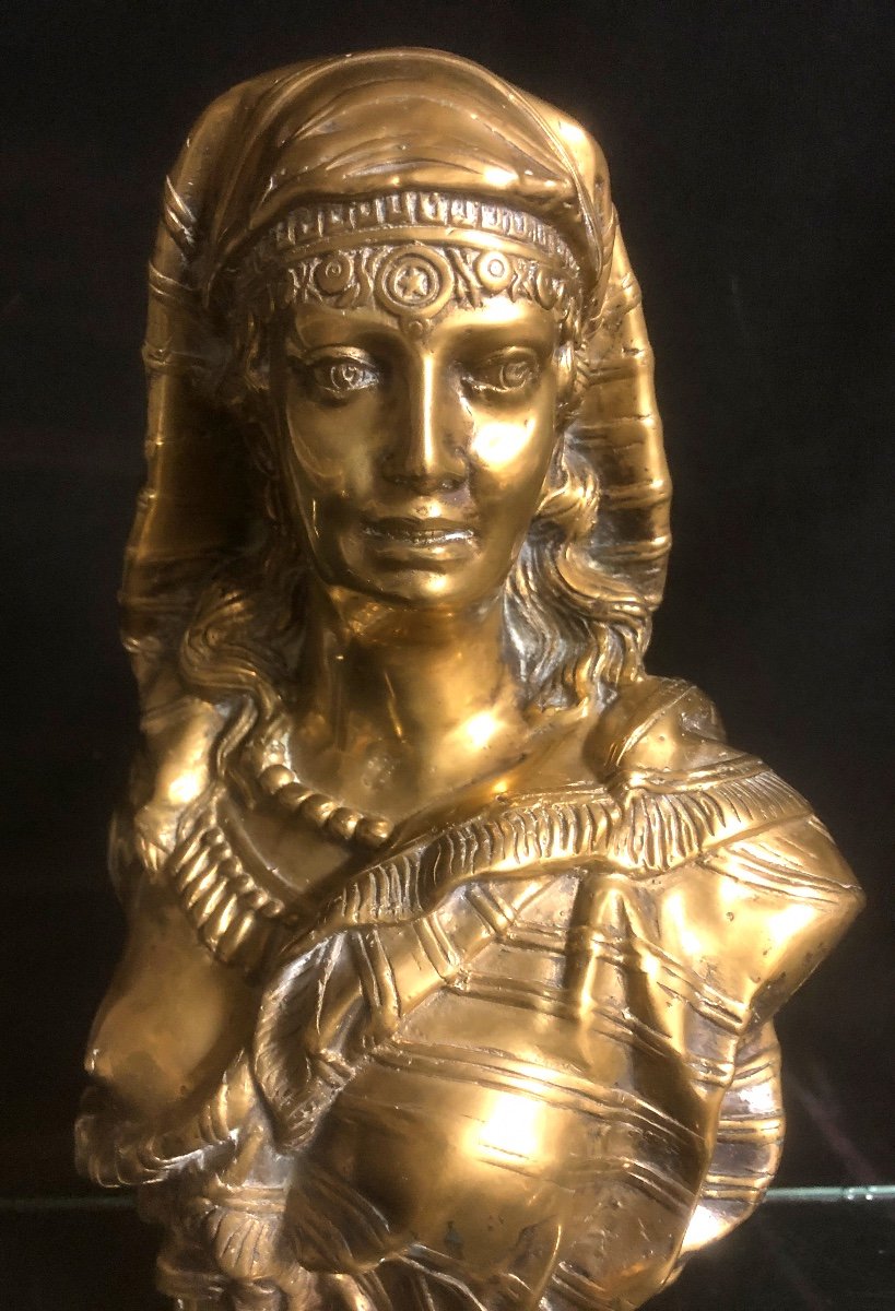 Buste en Bronze de femme orientaliste fin XIXe d’après Johannes BOESE 1856-1917 oriental arabe-photo-3