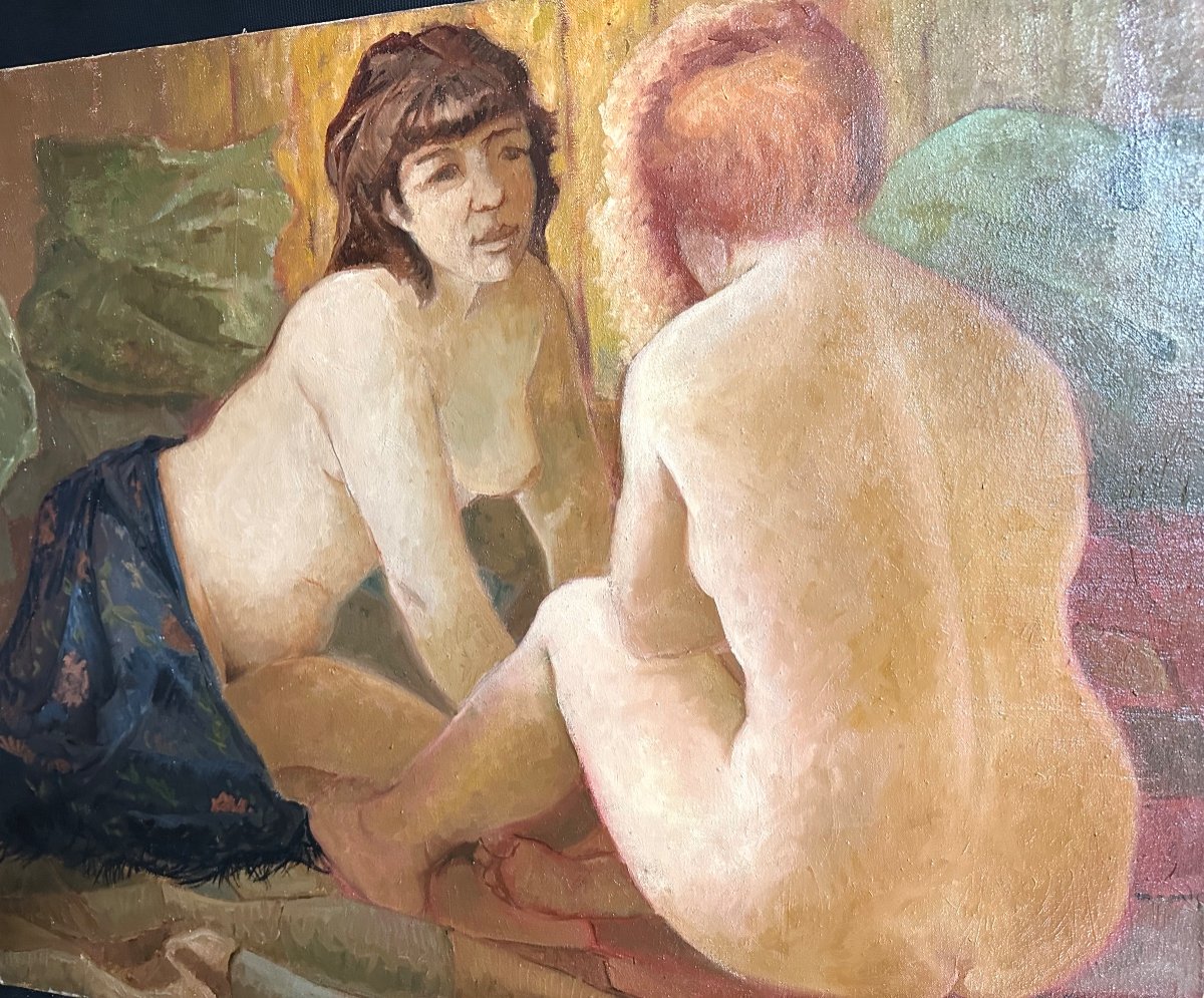 Rafael ALONSO 1924-1995 Huile LES DEUX AMIES  / 2-photo-1