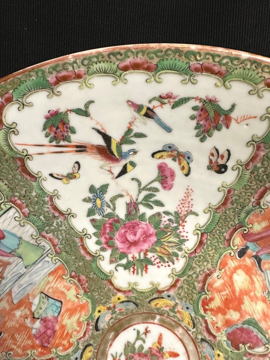 CHINE Grand plat en porcelaine de Canton 38,2cm XIXe En très bon état -photo-5