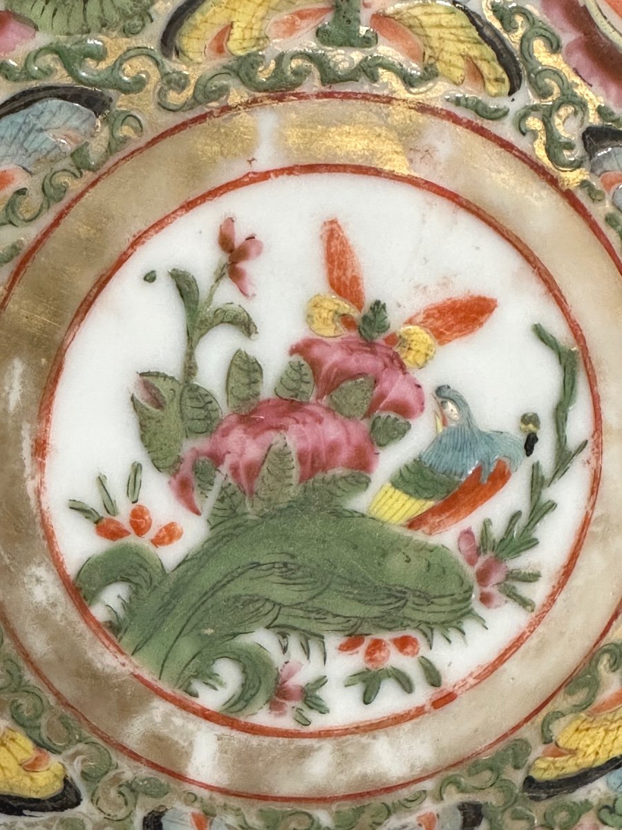 CHINE Grand plat en porcelaine de Canton 38,2cm XIXe En très bon état -photo-6