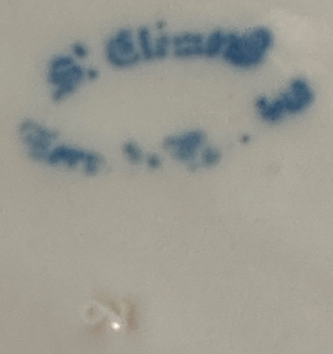 émile Gallé 1846-1904 pour St Clément Grand plat bleu ajouré en faïence Signé -photo-2
