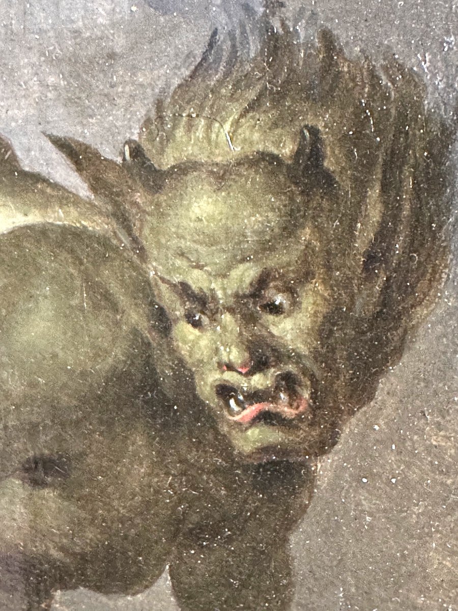 Jean Jouvenet 1644-1717 Attributed Temptation Oil On Oak Panel Demon Devil-photo-4