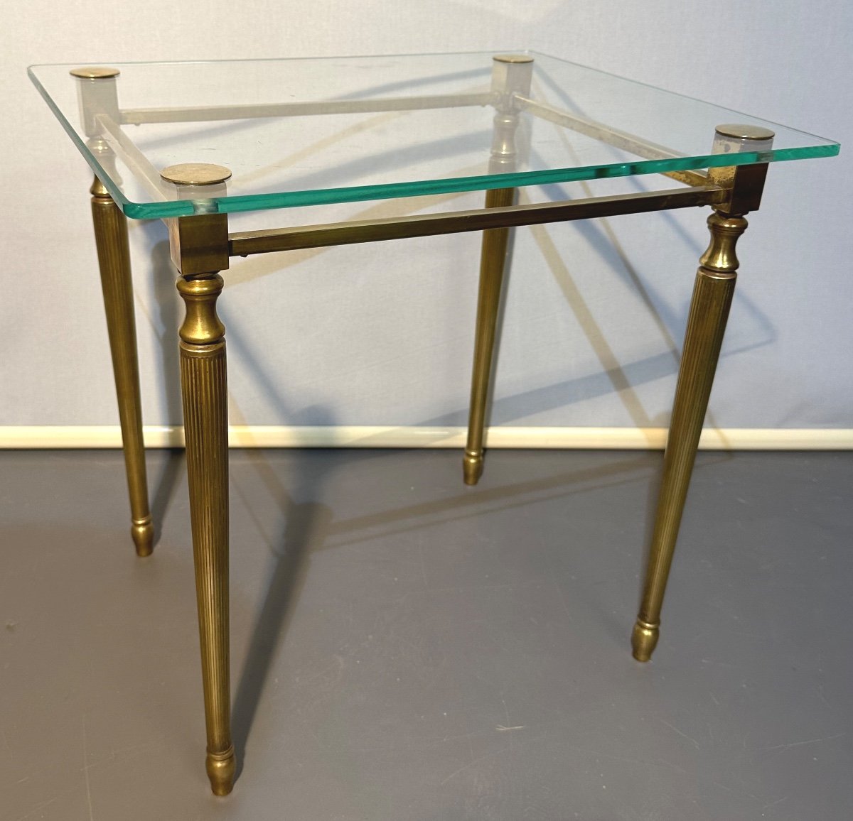 Baguès In Taste  Side Table / Sofa End In Bronze And Glass 1940-photo-2