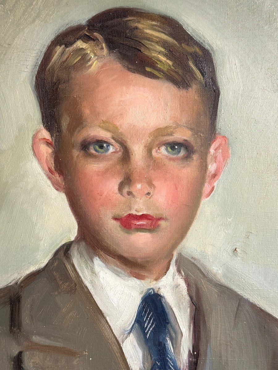 José Cruz Herrera 1890-1972 Large Oil Young Boy /1-photo-4