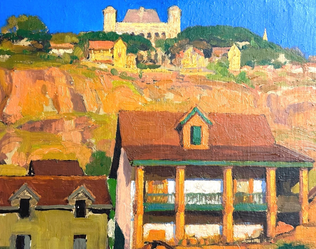 Paul BLEGER Suisse 1889-1981 Huile Les maisons rouges à Madagascar RARE-photo-3