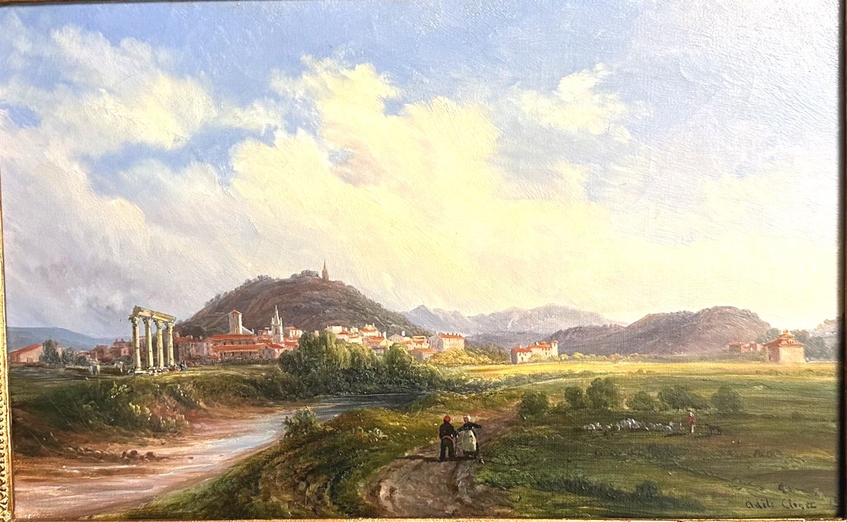 Adèle CLERGET MELLING 1799-1876 Huile RIEZ et la Chapelle Sainte Maxime-photo-2