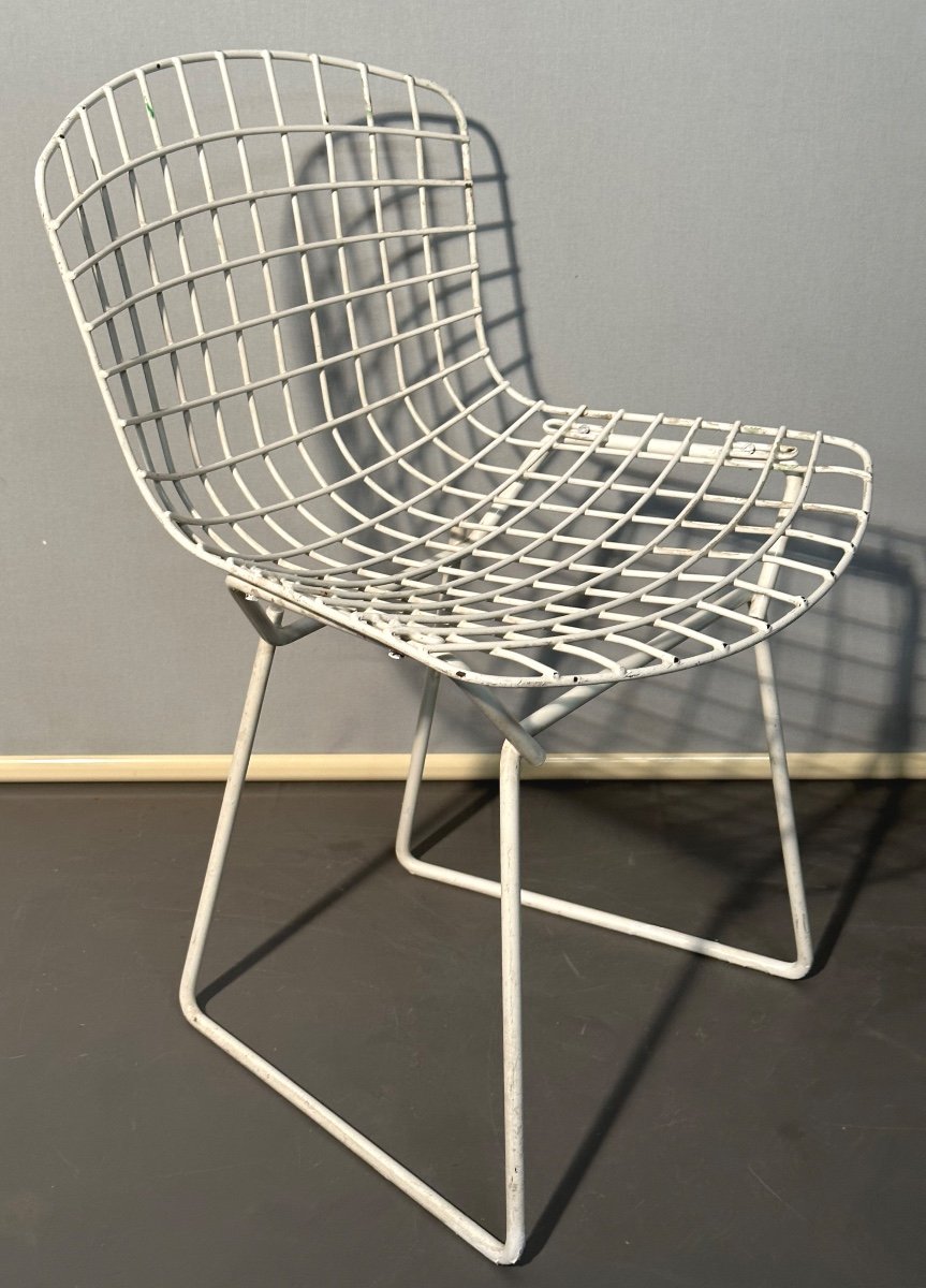 Harry BERTOIA 1915-1948 RARE Chaise enfant blanche WIRE édition KNOLL vers 1960 Blanc-photo-2