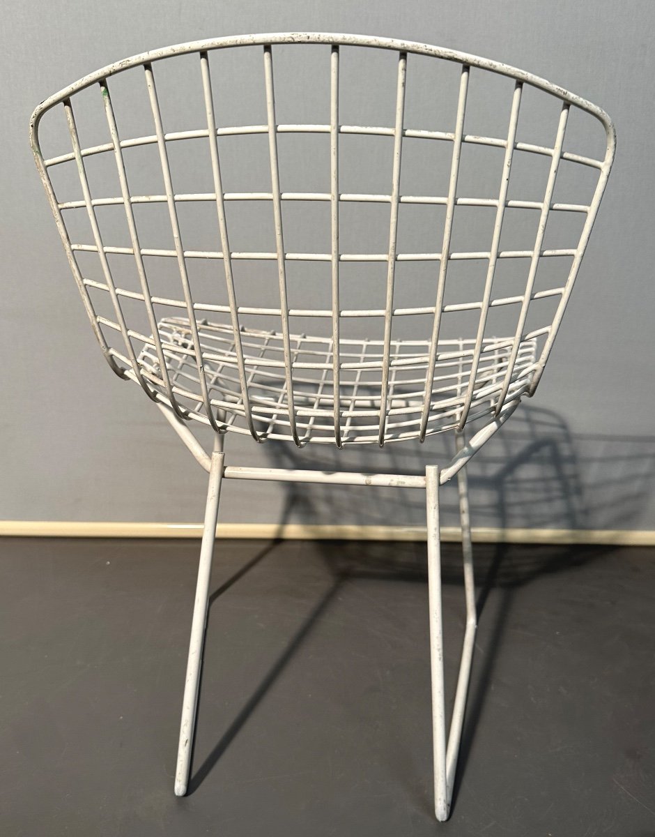Harry BERTOIA 1915-1948 RARE Chaise enfant blanche WIRE édition KNOLL vers 1960 Blanc-photo-3