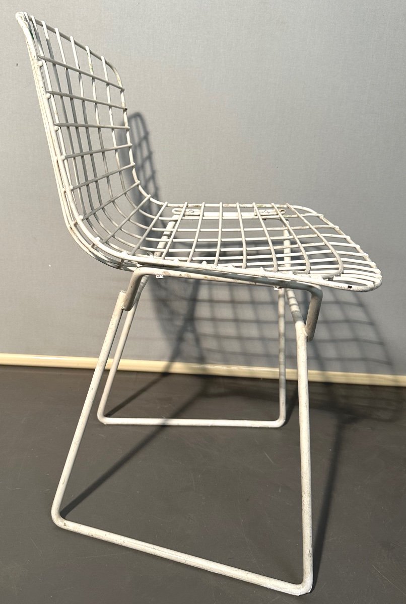 Harry BERTOIA 1915-1948 RARE Chaise enfant blanche WIRE édition KNOLL vers 1960 Blanc-photo-1