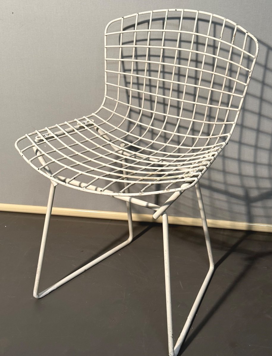 Harry BERTOIA 1915-1948 RARE Chaise enfant blanche WIRE édition KNOLL vers 1960 Blanc