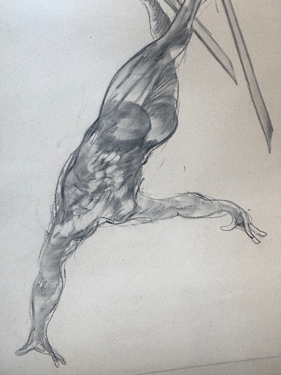 Claude WEISBUCH 1927-2014 RARE Dessin rehaussé Ski acrobatique Tignes 1986 Savoie En TBE /2-photo-4