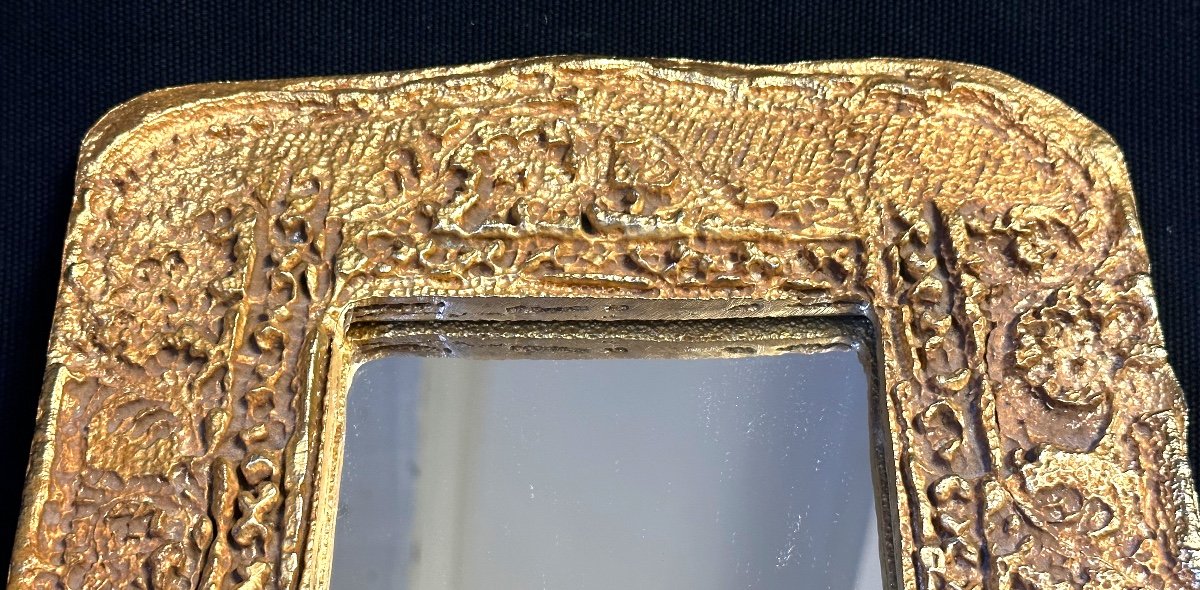 Pierre Casenove 1943 Rare Gilt Bronze Mirror Fondica Design-photo-3