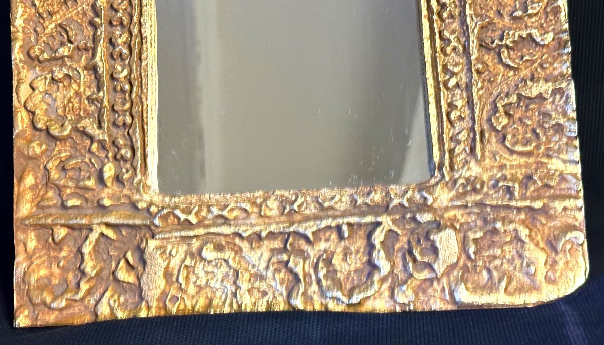 Pierre Casenove 1943 Rare Gilt Bronze Mirror Fondica Design-photo-4
