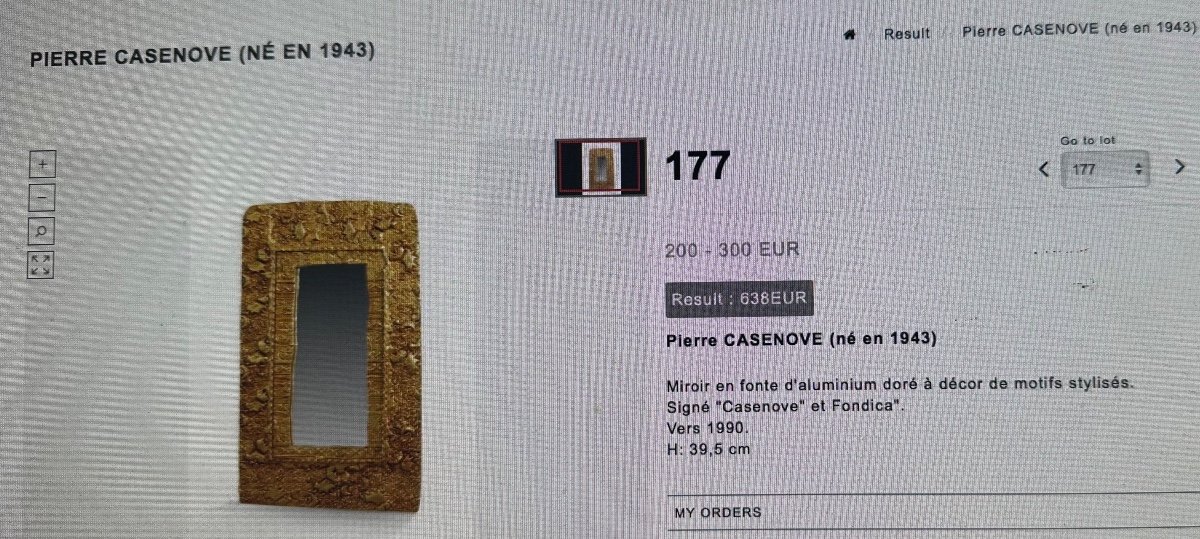 Pierre Casenove 1943 Rare Gilt Bronze Mirror Fondica Design-photo-5