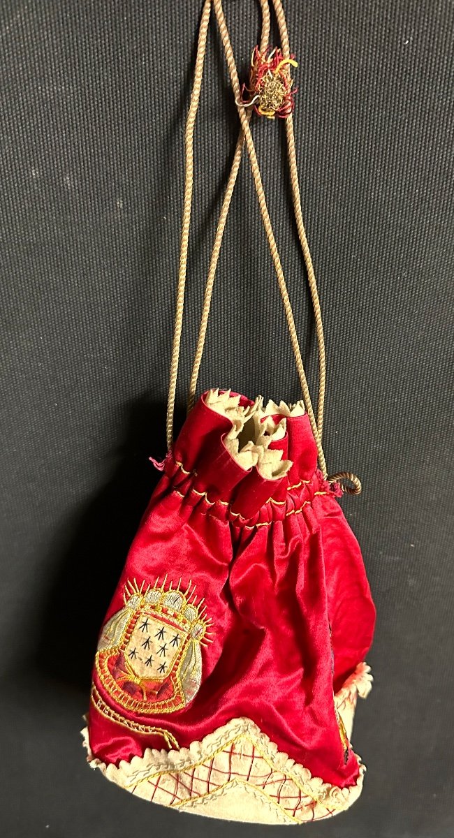 Brittany St Malo Minaudiere Or Reticule Late 19th Century Lady's Bag In Embroidered Silk Purse-photo-3