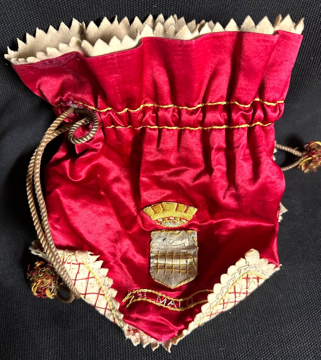 Brittany St Malo Minaudiere Or Reticule Late 19th Century Lady's Bag In Embroidered Silk Purse-photo-1