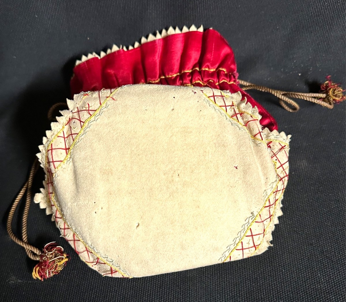 Brittany St Malo Minaudiere Or Reticule Late 19th Century Lady's Bag In Embroidered Silk Purse-photo-3