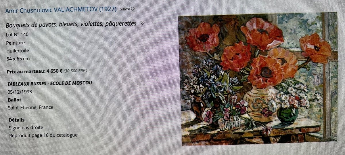 Amir VALIACHMETOV 1927 Grande Huile Jeune Fille Au Bouquet Impressionniste Russe Moscou  -photo-6