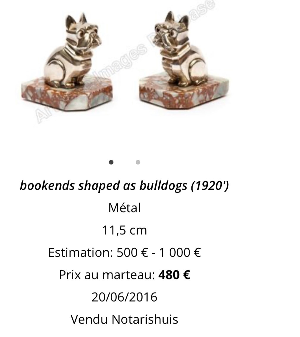Pair Of Hippolyte Moreau Bookends 1832-1927 Attributed Bull Dog Art Deco Bouledogue Book Ends-photo-6
