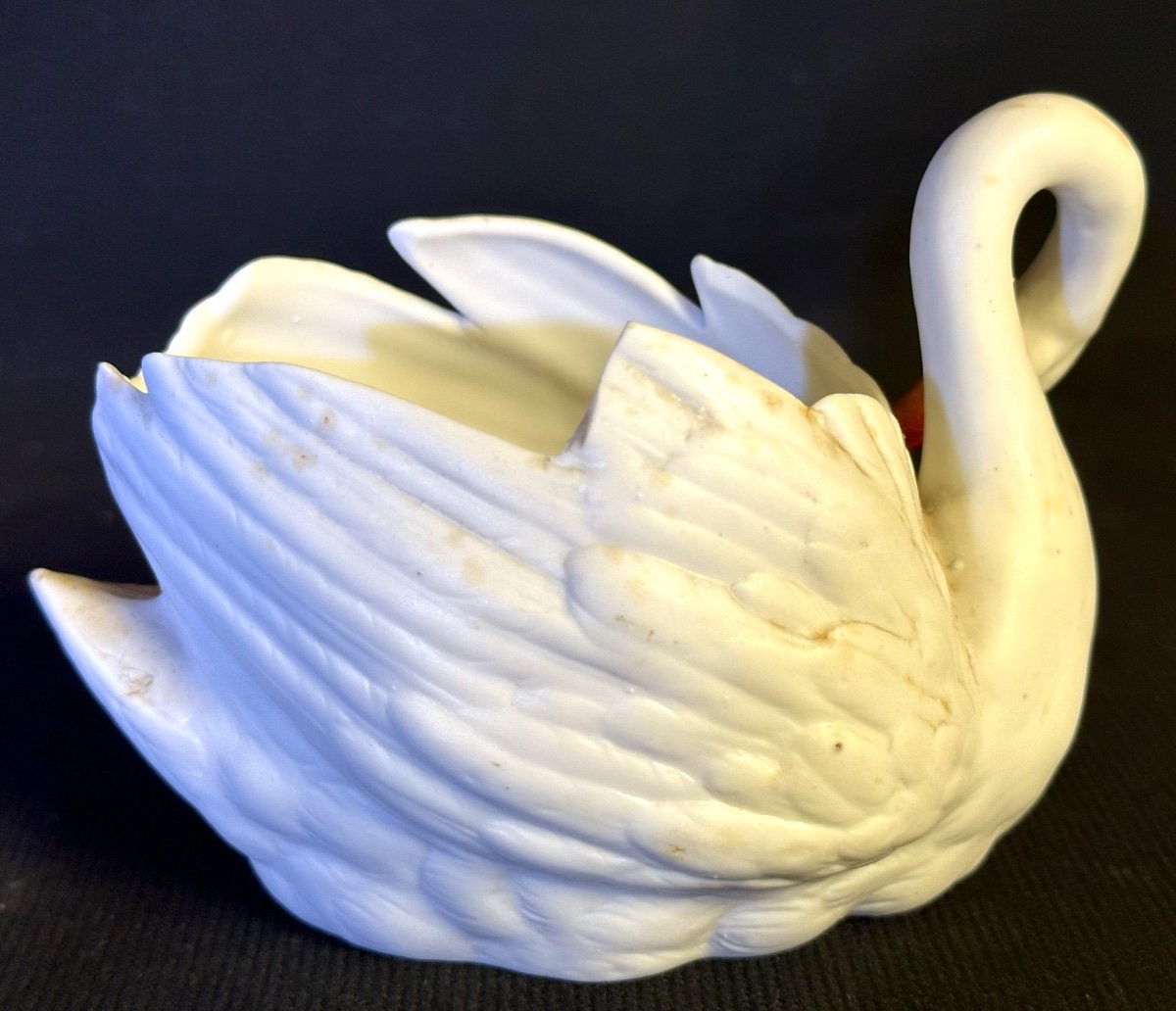Swan Empty Pocket Biscuit Planter Signed Cw And Crown Late 19th Century Bouquetière /3-photo-4