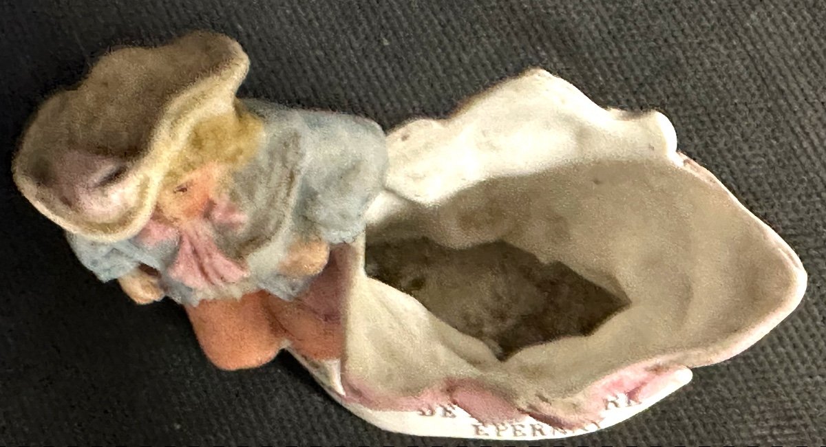 Rare Advertising Champagne De Rochegré Epernay Biscuit Late 19th Century Empty Pocket Flower Holder Pub Wine /8-photo-4