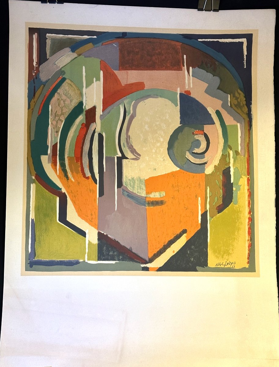 Albert GLEIZES 1881-1953 Composition cubiste 1915 Lithographie originale sur Arches cubisme-photo-2