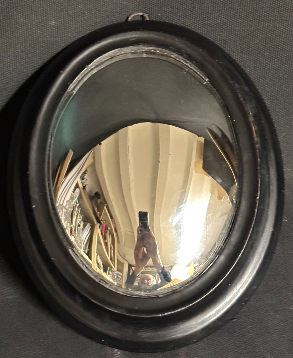 Rare 19th Century Witch Mirror 24.4cm Very Distorting Napoleon III Curiosity